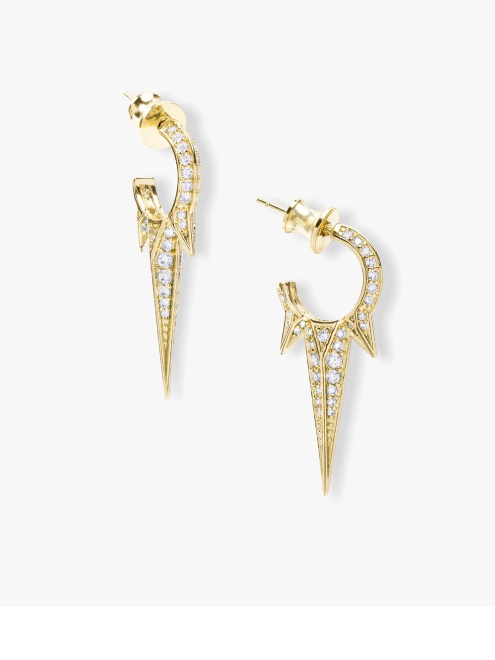 NWT Melinda Maria Gold “Gabriella Pavé Triple Spike Earrings”
